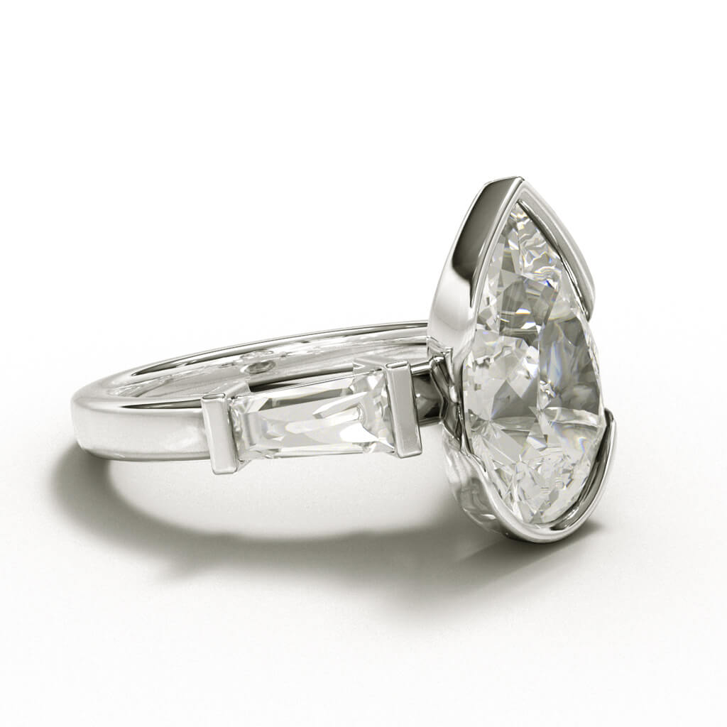 Eloge Prestige - Pear-cut diamond ring in platinum