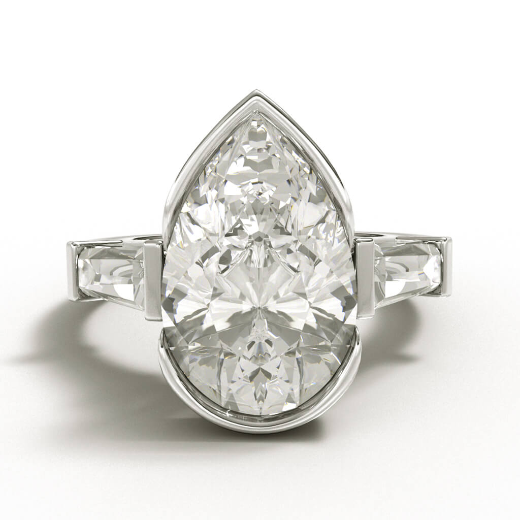 Eloge Prestige - Pear cut diamond ring in 18K white gold