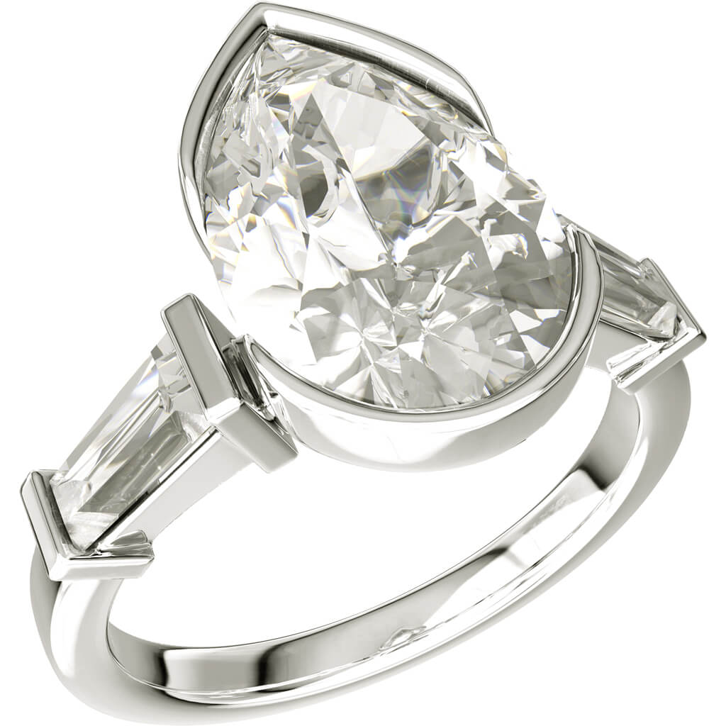 Eloge Prestige - Pear-cut diamond ring in platinum