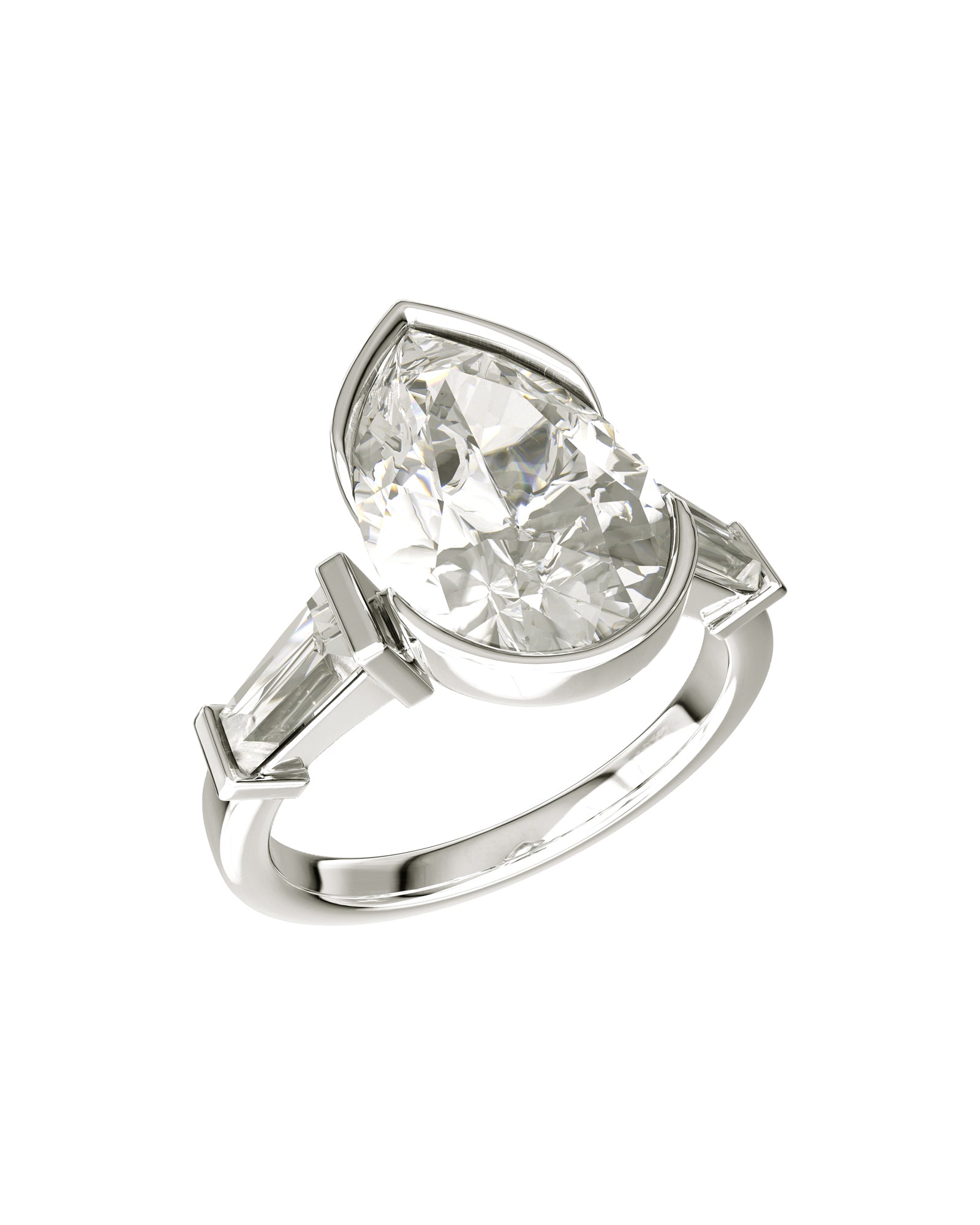 Eloge pear cut diamondring i platina